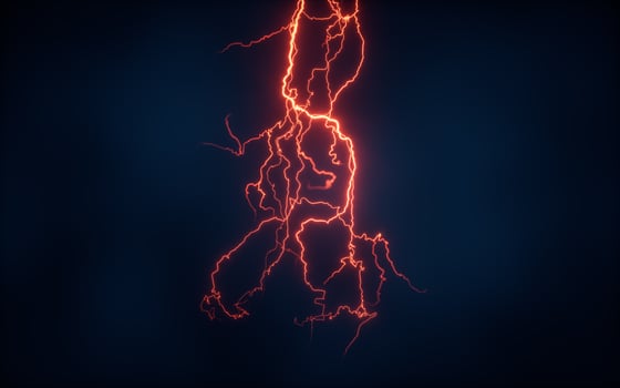 Red lightning with dark background, 3d rendering. photo