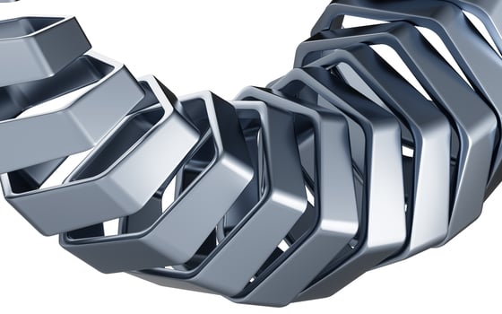 Metal frame with hexagonal shape, 3d rendering. photo