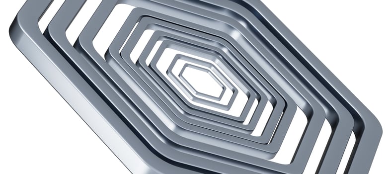 Metal frame with hexagonal shape, 3d rendering. photo