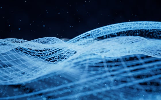 Flowing particles with glowing lines, 3d rendering. photo