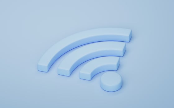 Wireless network technology with wifi sign, 3d rendering. photo