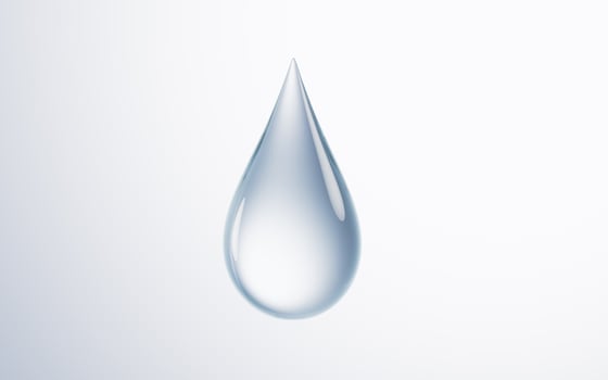 Transparent water drop with white background, 3d rendering. photo