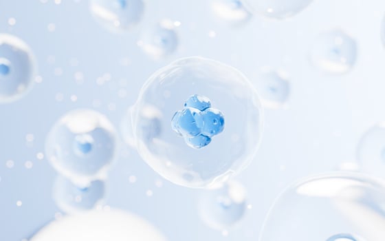 Transparent cell with biotechnology and cosmetic concept, 3d rendering. photo