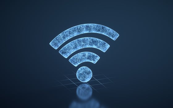 Wireless network technology with wifi sign, 3d rendering. photo