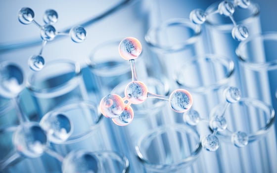 Chemical glassware in the laboratory, 3d rendering. photo