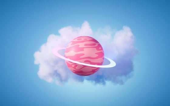 Cartoon style planet and cloud background, 3d rendering. photo