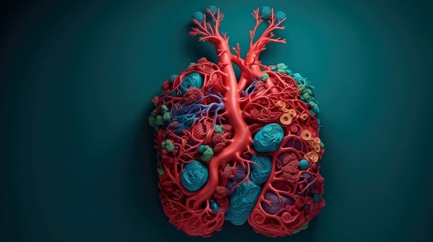 3D illustration mockup of the human organ system, Anatomy, Nervous, circulatory, digestive, excretory, urinary,and bone systems. Medical education concept, Generative AI illustration photo