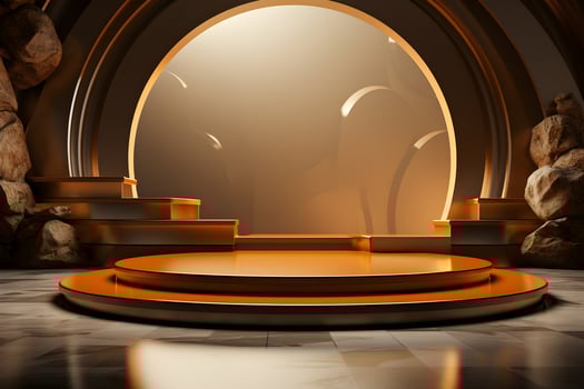 3D realistic podium for product shooting with a lot of space to put a product with Abstract scene concept AI Generative Illustration. photo