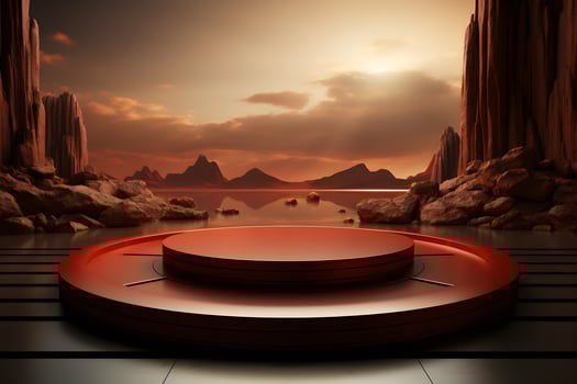 3D realistic podium for product shooting with a lot of space to put a product with Abstract scene concept AI Generative Illustration. photo