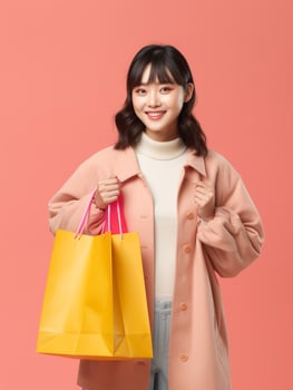 AI generated A girl holding shopping bag photo