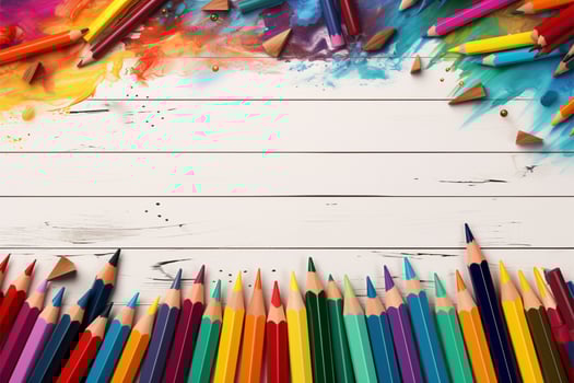 Lively crayon montage, back to school vector banner in vibrant hues AI Generated photo
