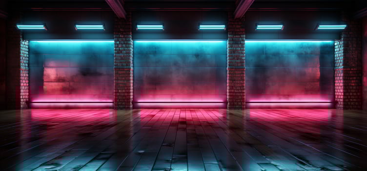 stage spotlight effect on the wall in darkness photo