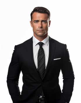 Ai generative Business man in a suit white transparent background photo