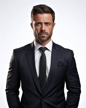Ai generative Business man in a suit white transparent background photo