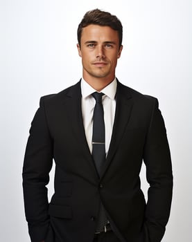 Ai generative Business man in a suit white transparent background photo
