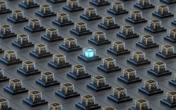 Creative electronics crystals cubes, 3d rendering. photo