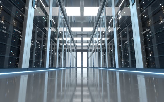 Server racks in computer network security server room data center, 3d rendering. photo