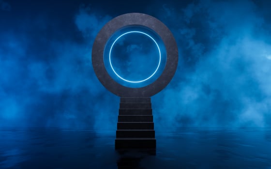 Abstract neon lines with dark background, 3d rendering. photo