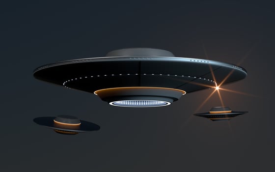 Science fiction UFO spaceships, 3d rendering. photo