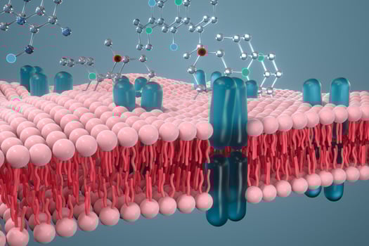 Cell membrane and biology, biological concept, 3d rendering. photo