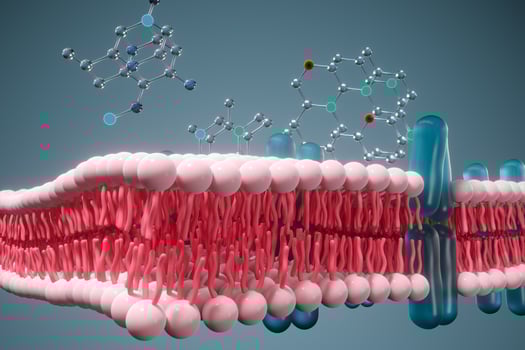 Cell membrane and biology, biological concept, 3d rendering. photo