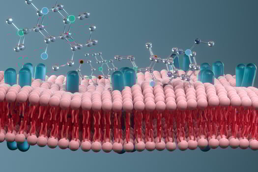 Cell membrane and biology, biological concept, 3d rendering. photo