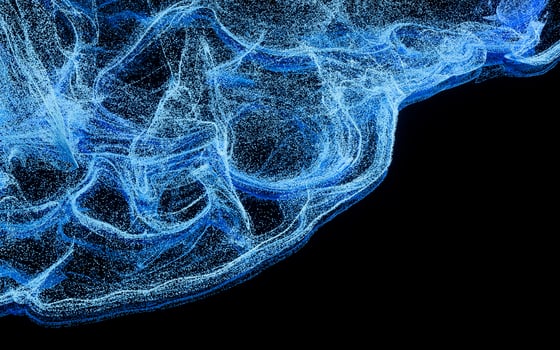 Flowing particles, wave pattern background, 3d rendering. photo