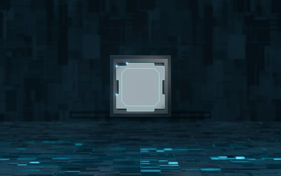 Electronic chip with black background,3d rendering. photo