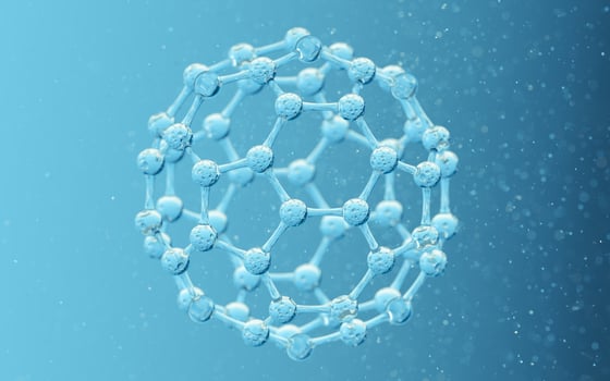Chemical molecule with blue background, 3d rendering. photo