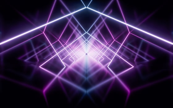 Glowing neon lines tunnel, 3d rendering. photo