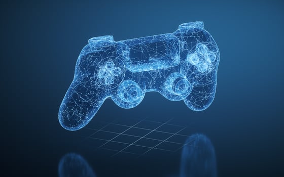 Gamepad and blue lines, 3d rendering. photo