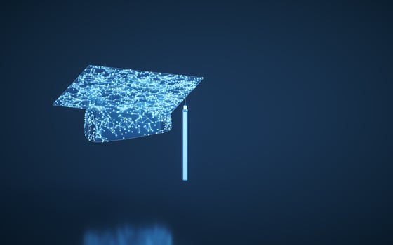 Graduate hat with blue background, 3d rendering. photo
