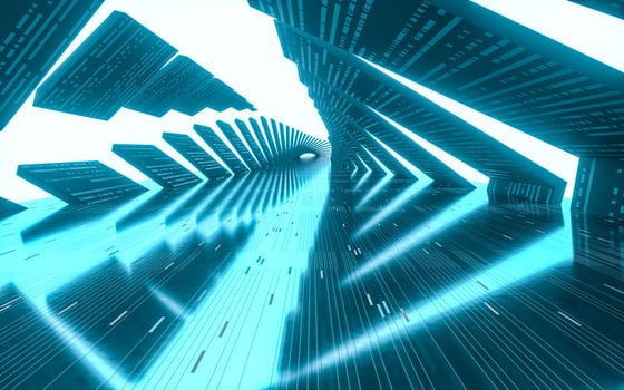 Empty tunnel with technology lines, 3d rendering. photo