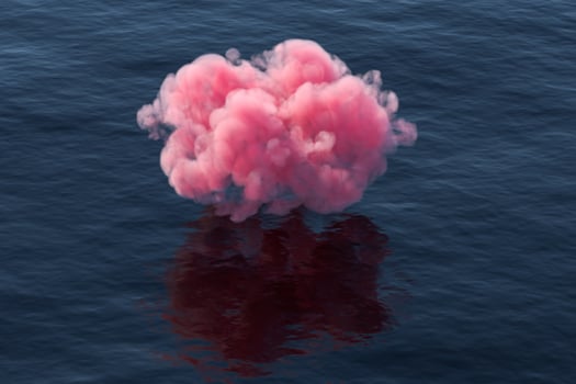 Pink cloud float over the sea, 3d rendering. photo