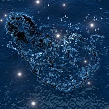 Water surface with splashing water, 3d rendering. photo