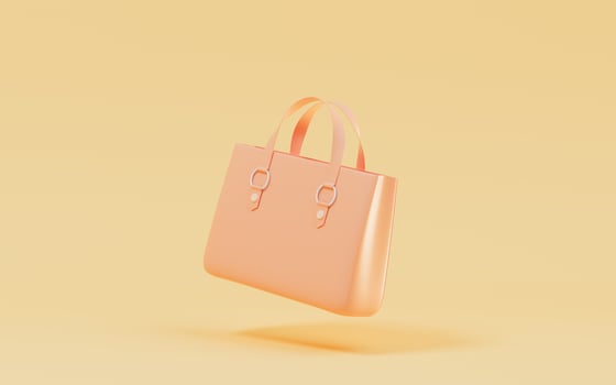 A orange woman bag with yellow background, 3d rendering. photo