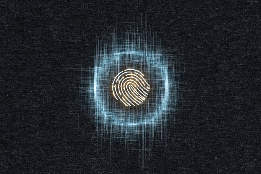 Fingerprint identification concept, technological background, 3d rendering. photo