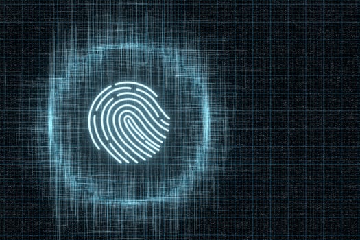 Fingerprint identification concept, technological background, 3d rendering. photo