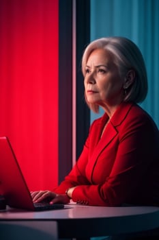 Businesswoman in the middle of a modern office photo