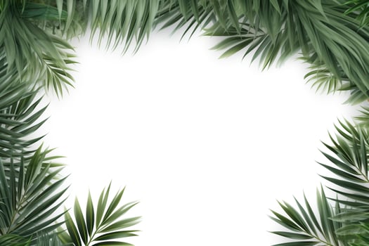 AI Generated Palm leaf frame on white photo