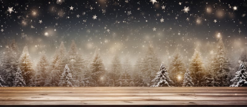 Empty rustic table as a background for the Christmas holiday photo