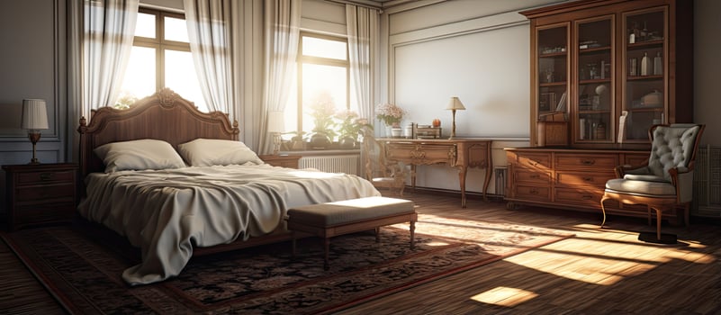 Designing a house s interior arranging the bedroom furniture table chairs photo