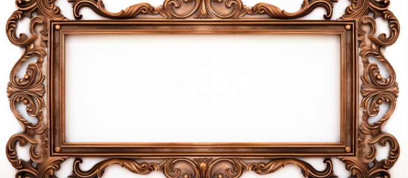 Antique wooden frame solo on white photo