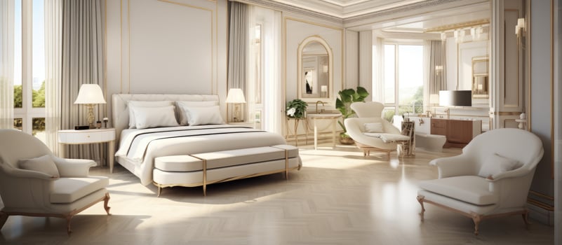 High end hotel room design photo