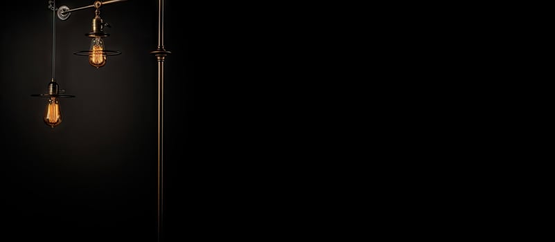 Black background isolates loft style floor lamp with switches photo