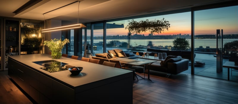 Luxurious apartment with kitchen view and rooms photo