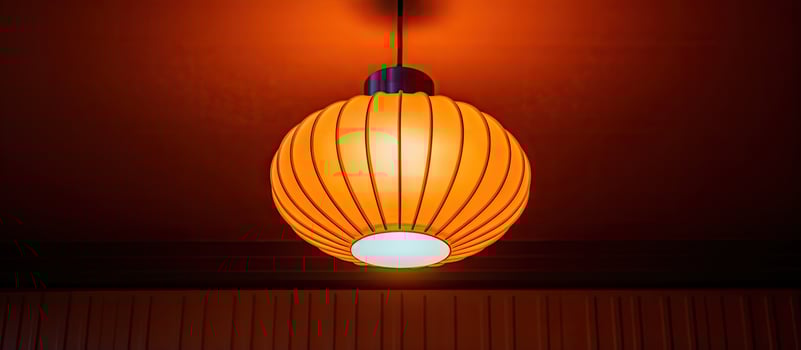 Ceiling mounted lamp in orange photo