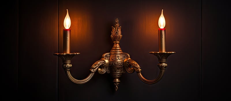 Gilded metal wall lamp with double electric candles photo