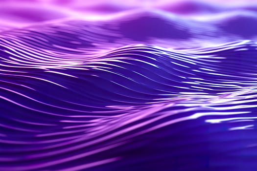 3D renders technological waves with purple, and vibrant colors. AI Generative photo