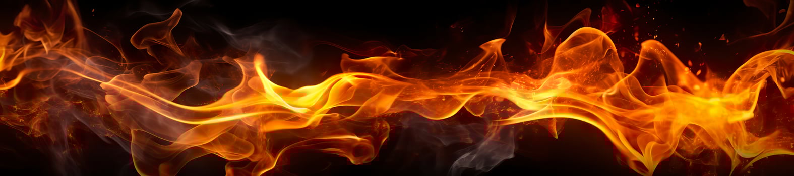 Fire flames on black background. AI Generative photo